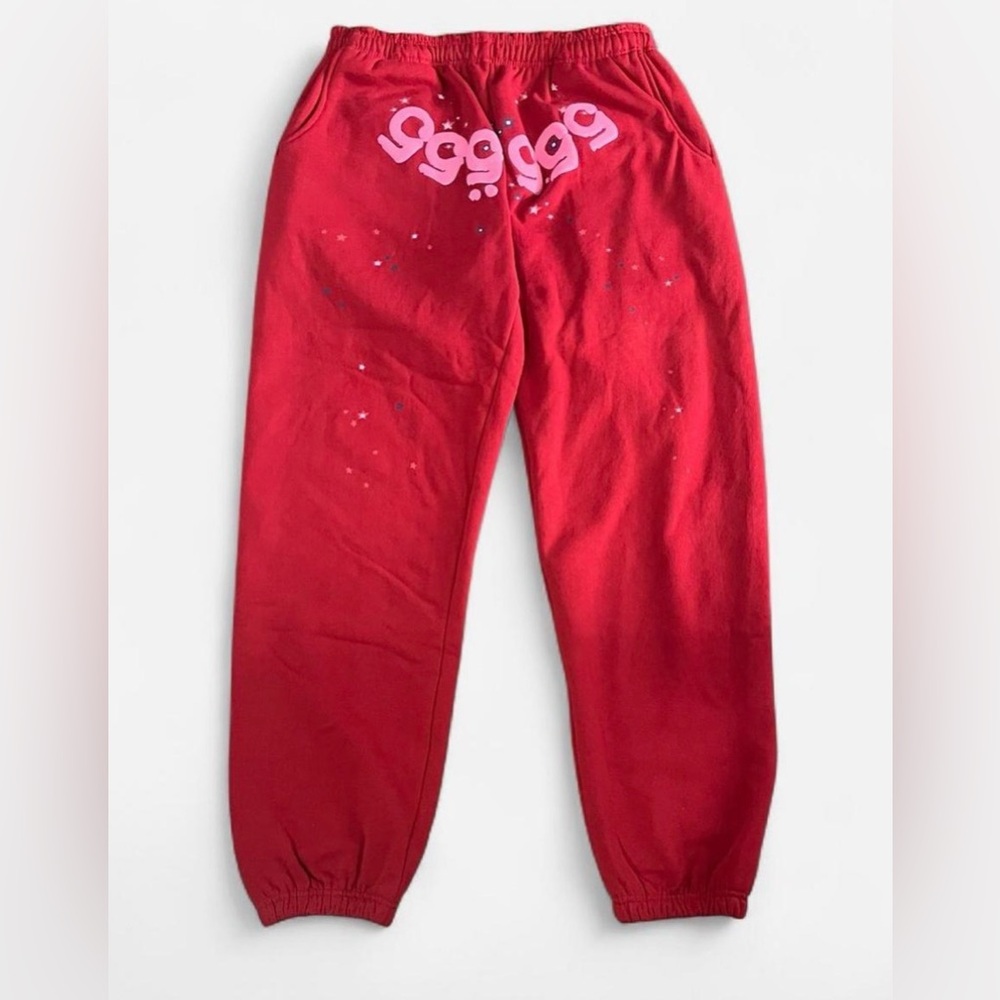Sp5der Worldwide Red Angel Number 555 Sweatpants Large New